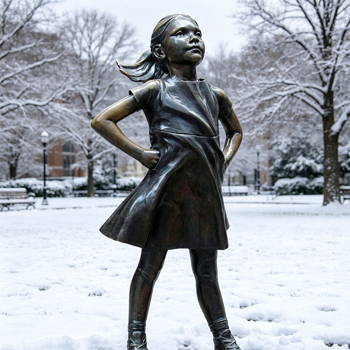 Bronze Brave Standing Girl Sculpture EFB-20