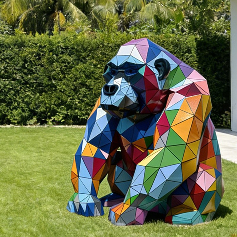 Modern Metal Geometric Large Gorilla Statue for Garden EFS-32