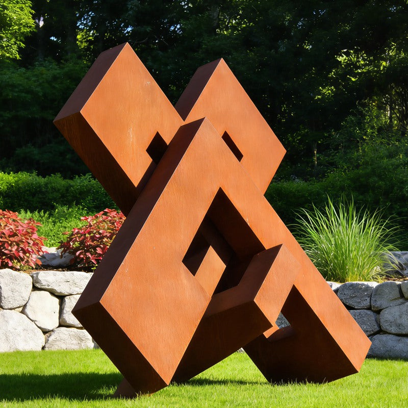 Corten Steel Geometric Abstract Sculpture