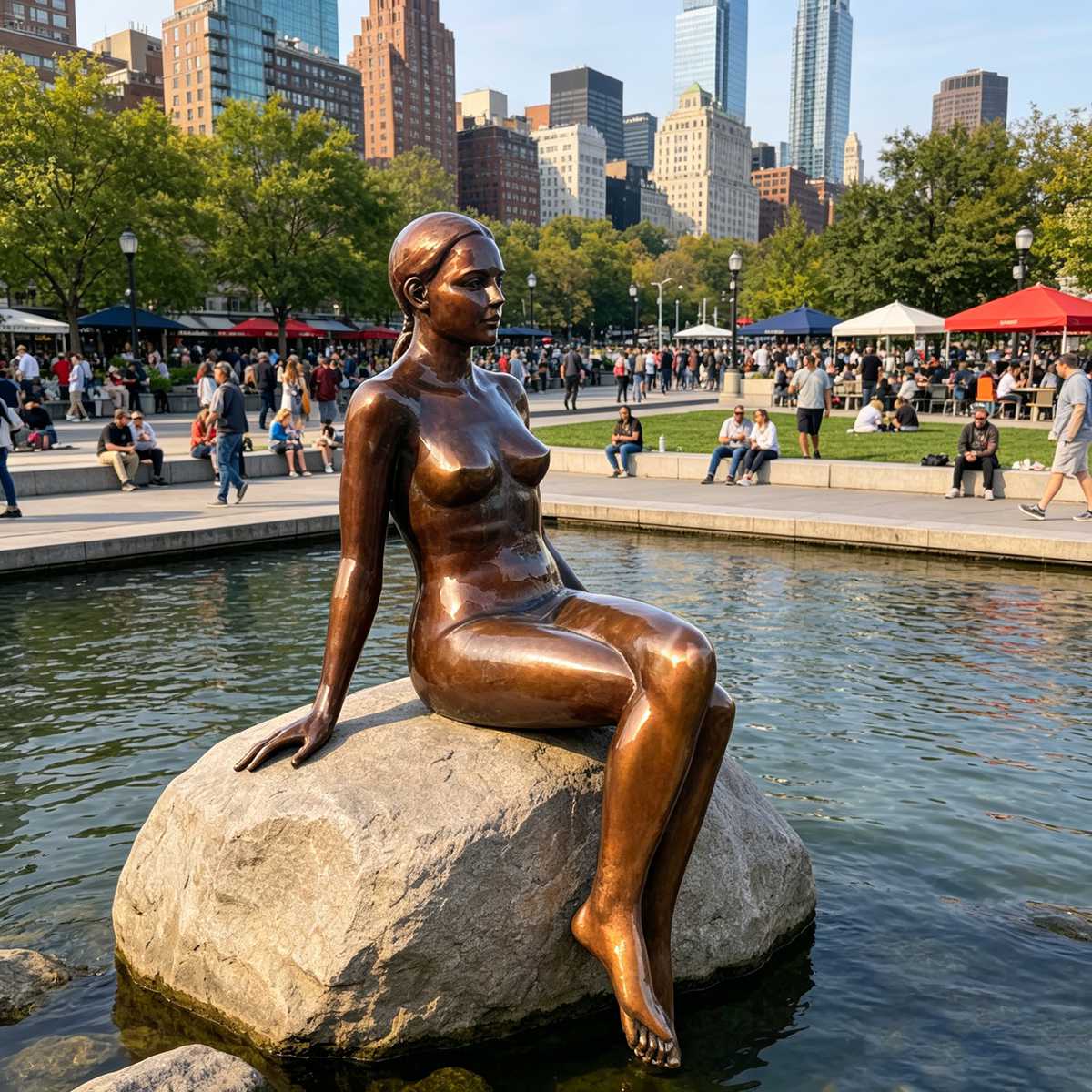 Bronze Seated Nude Woman Sculpture