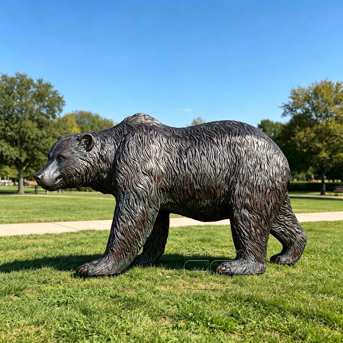 Large Bronze Walking Grizzly Bear Statue for Garden