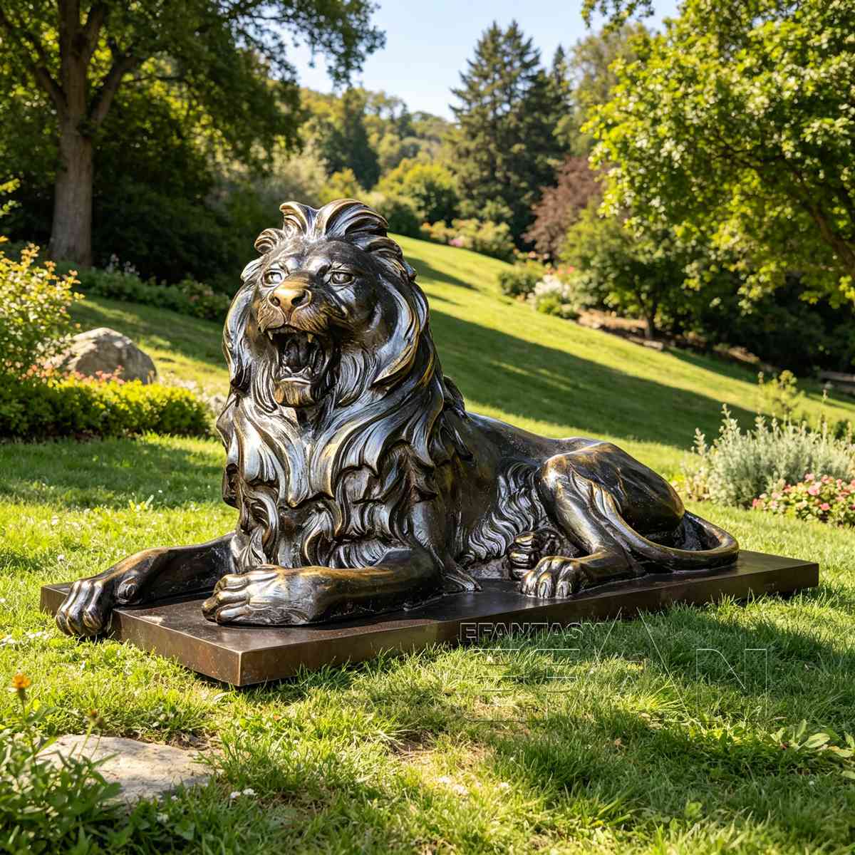 Large Reclining Bronze Lion Statue for Bank & Building Entrance