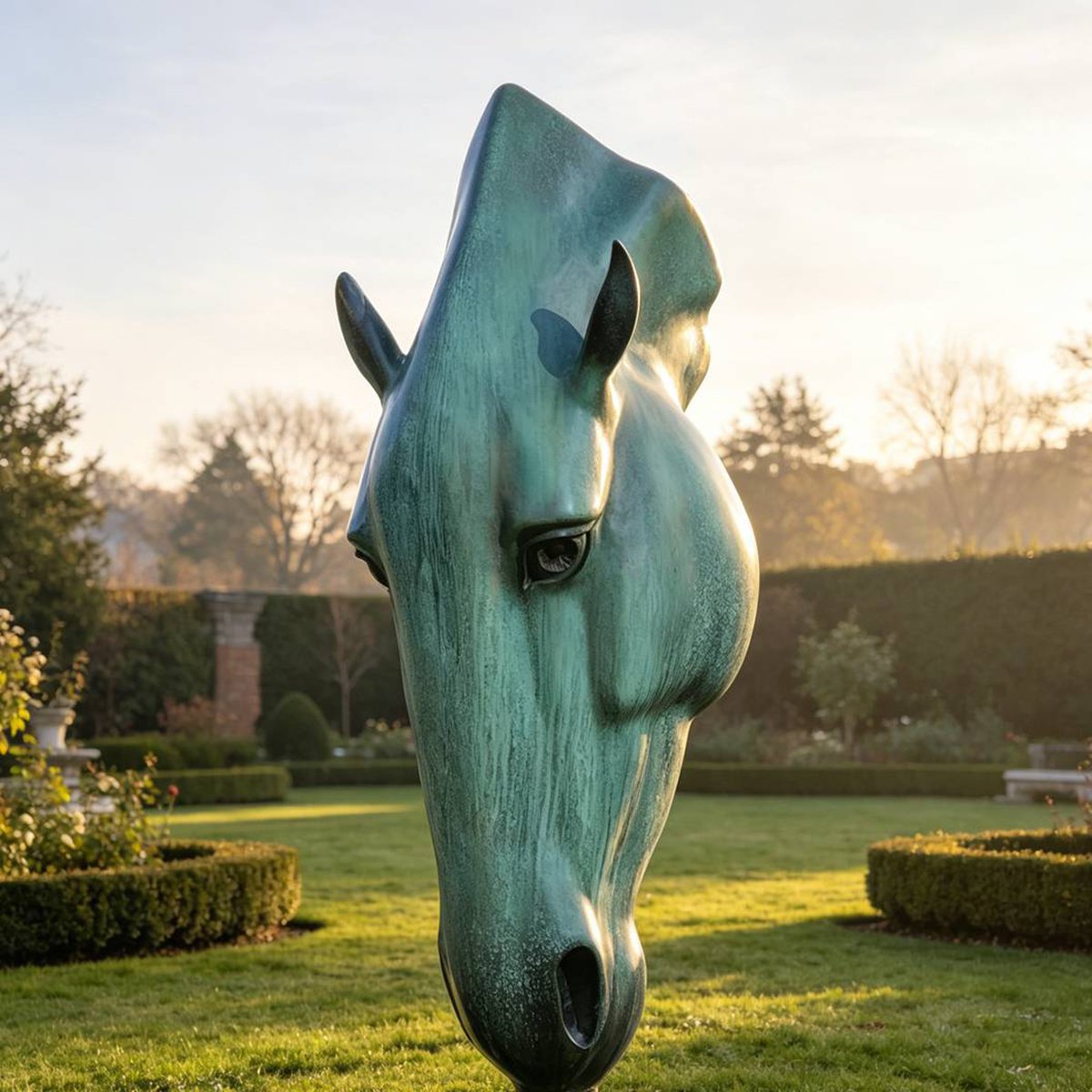 Large Bronze Horse Head Sculpture for Garden Decor