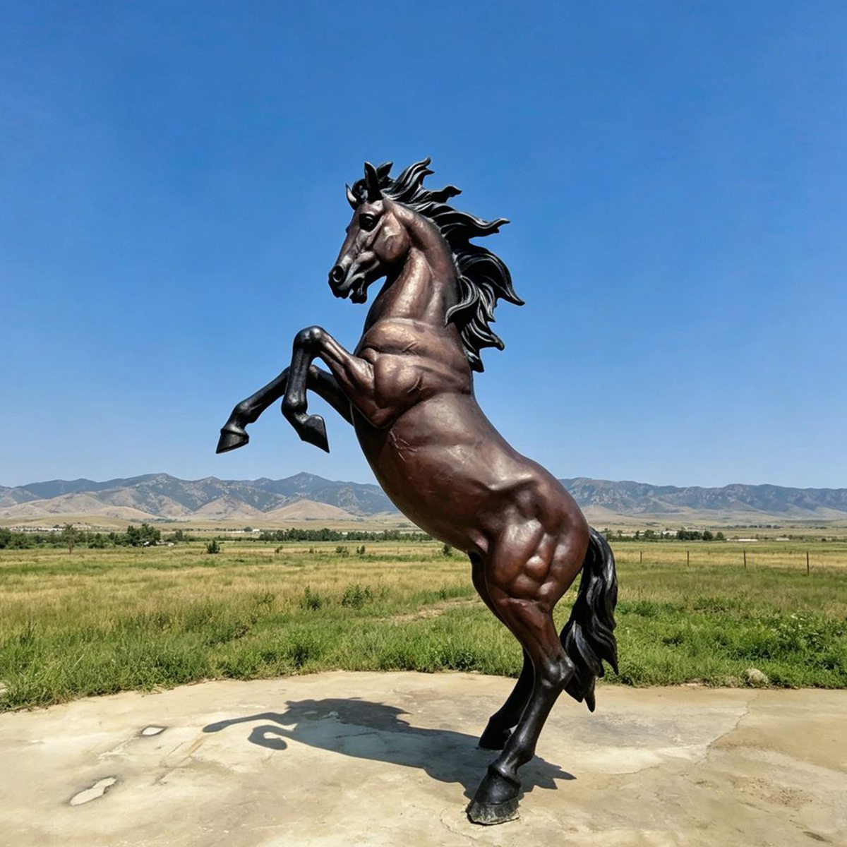 Large Bronze Rearing Horse Statue for Park Villa Outdoor Landscape