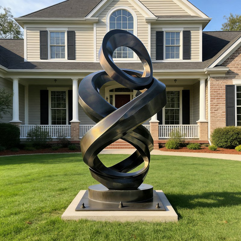 Modern Abstract Metal Black Sculpture for Garden EFS-34