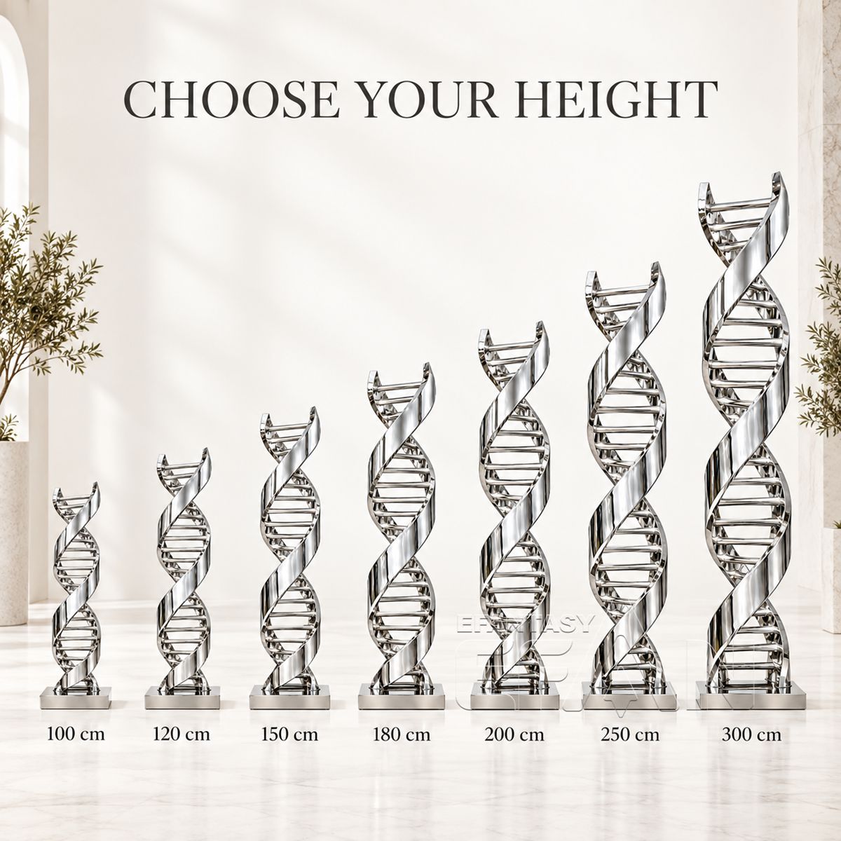 Modern Large Stainless Steel DNA Sculpture for Science & Medical Campus