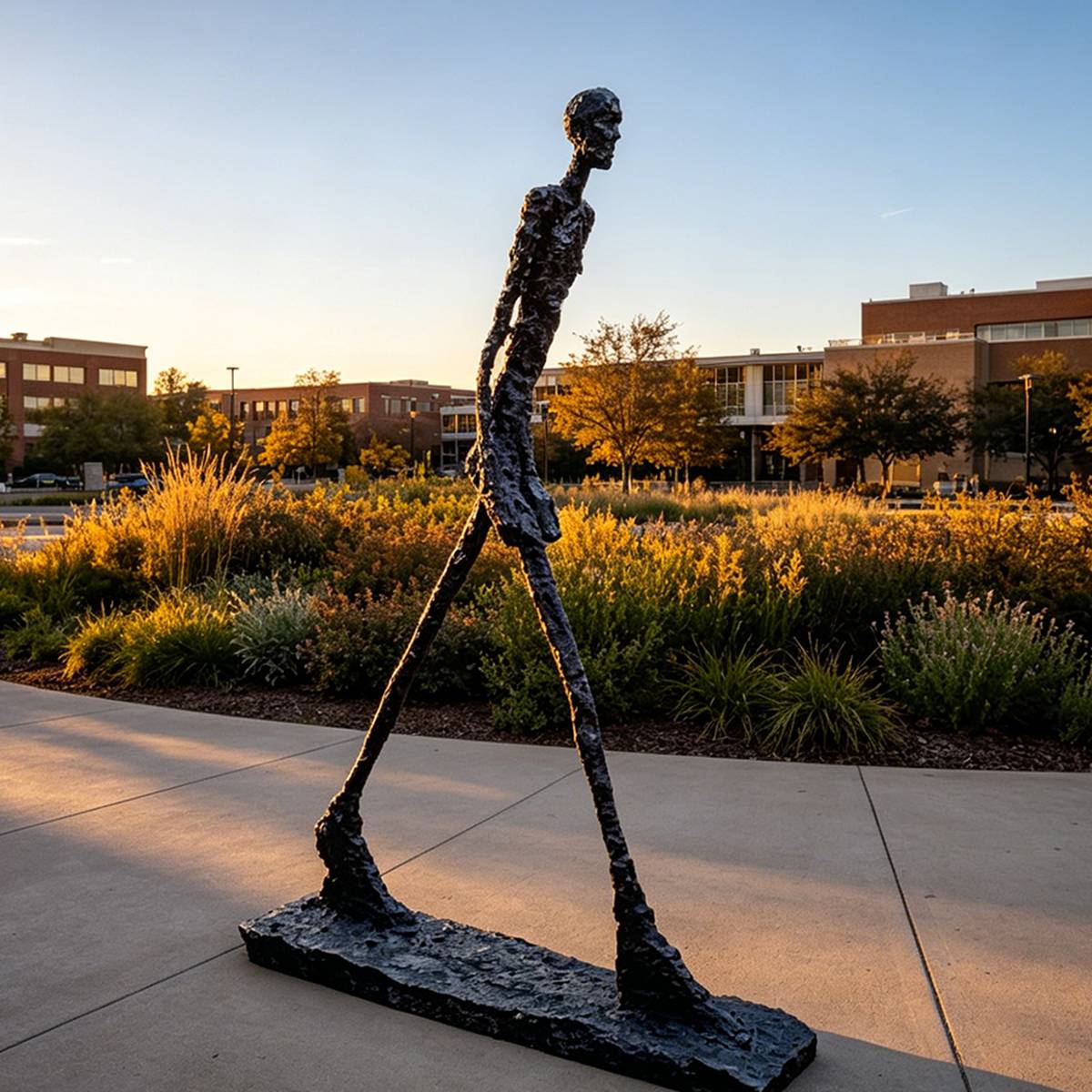Modern Bronze Abstract Stick Figure Sculpture