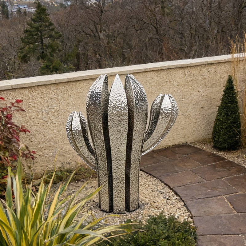 Modern Outdoor Stainless Steel Cactus Sculpture EFS-71