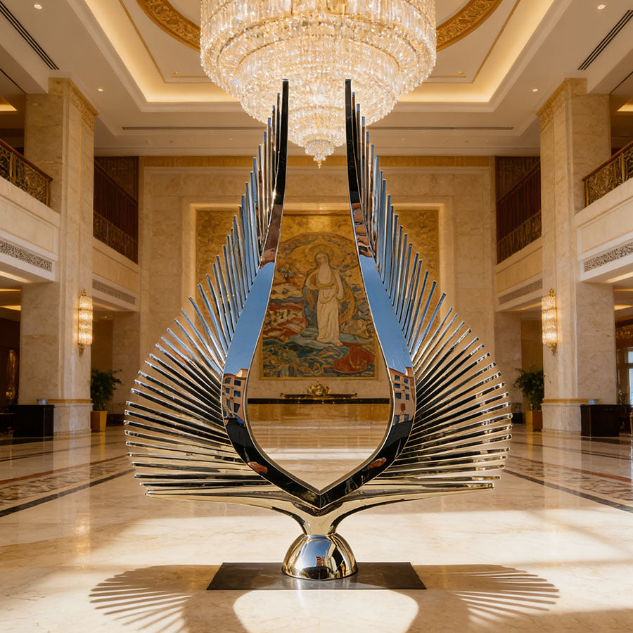 Mirror Polished Stainless Steel Wings Sculpture