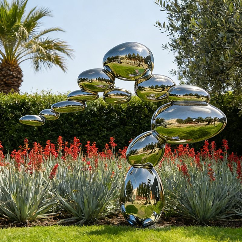 Stainless Steel Balance Pebble Sculpture EFS-43