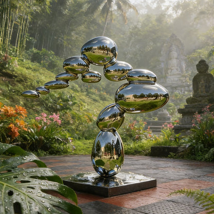 Stainless Steel Balance Pebble Sculpture EFS-43