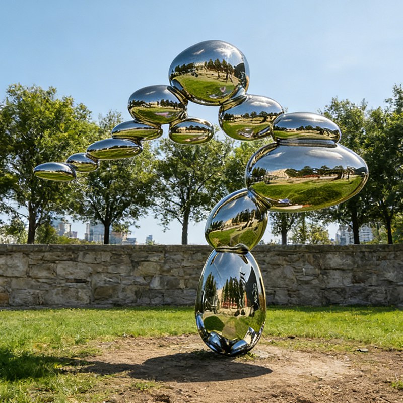 Stainless Steel Balance Pebble Sculpture EFS-43