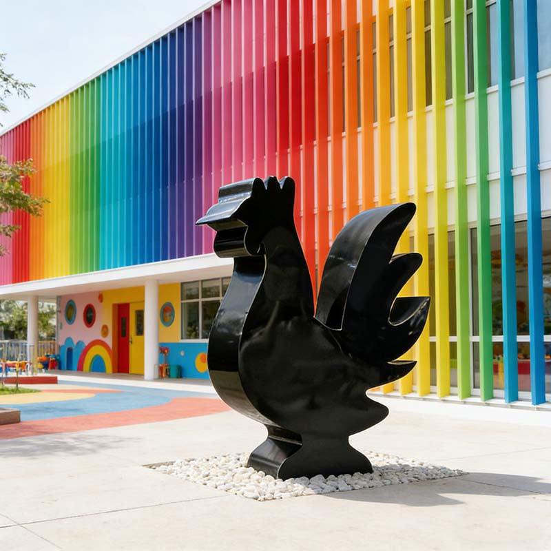 Large Abstract Metal Rooster Garden Sculpture
