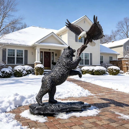 Bronze Standing Bear with Eagle Statue for Outdoor Garden