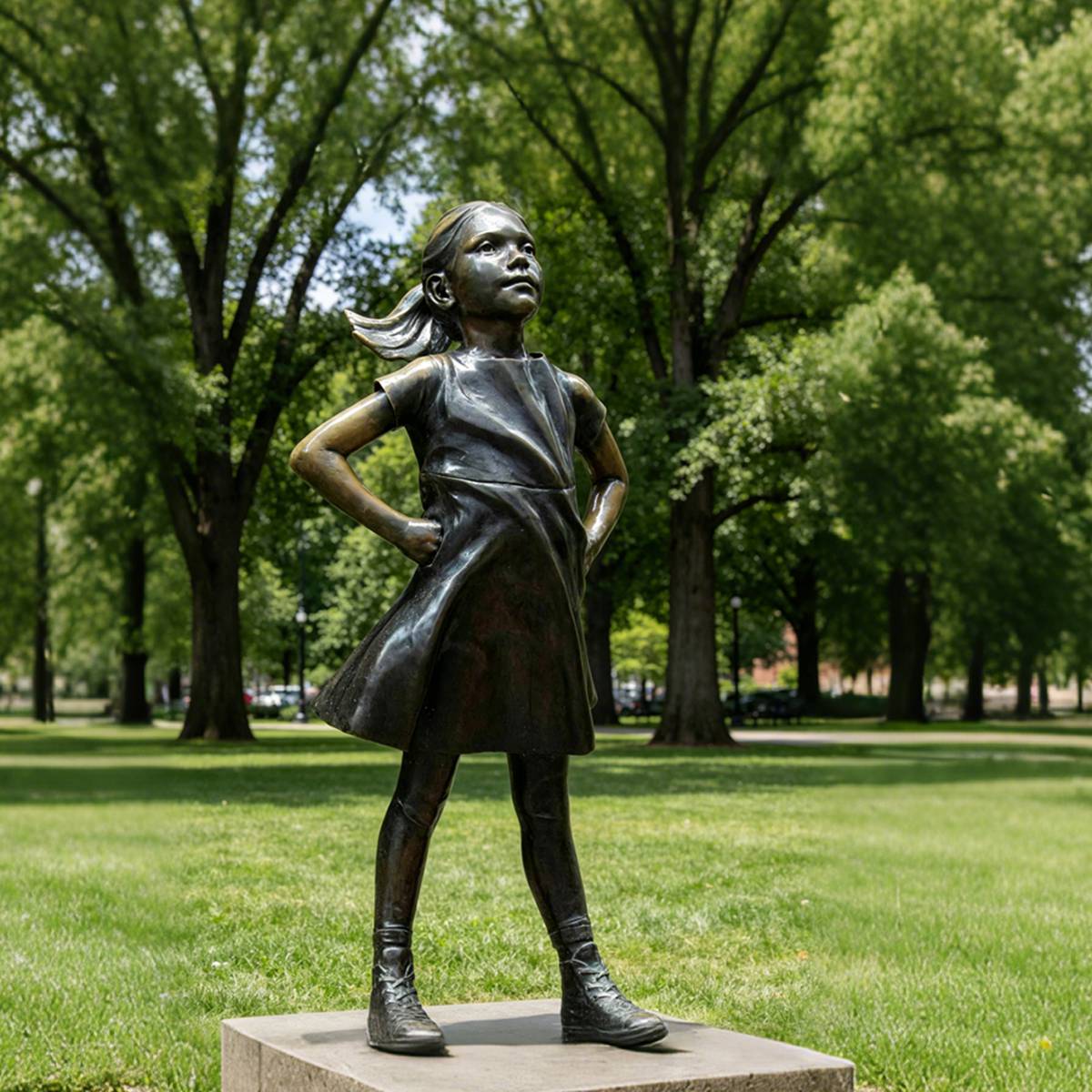 Bronze Brave Standing Girl Sculpture EFB-20