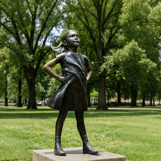 Bronze Brave Standing Girl Sculpture Replica