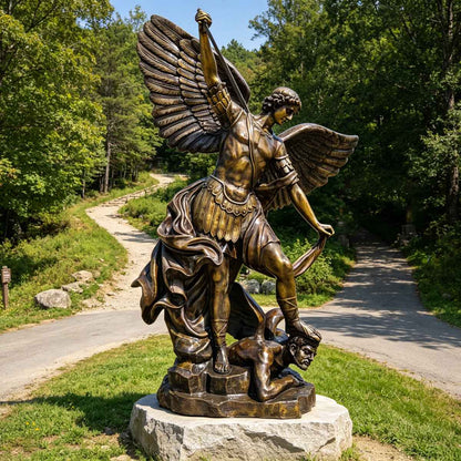 Bronze St. Michael the Archangel Statue - Religious Outdoor Sculpture