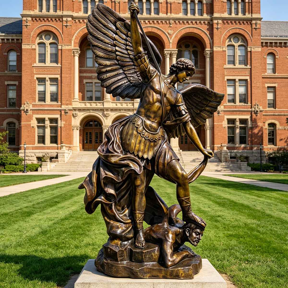 Bronze St. Michael the Archangel Statue - Religious Outdoor Sculpture
