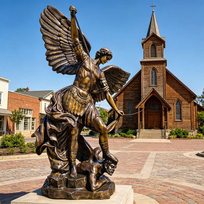 Bronze St. Michael the Archangel Statue - Religious Outdoor Sculpture