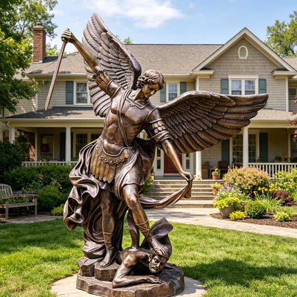 Bronze St. Michael the Archangel Statue - Religious Outdoor Sculpture