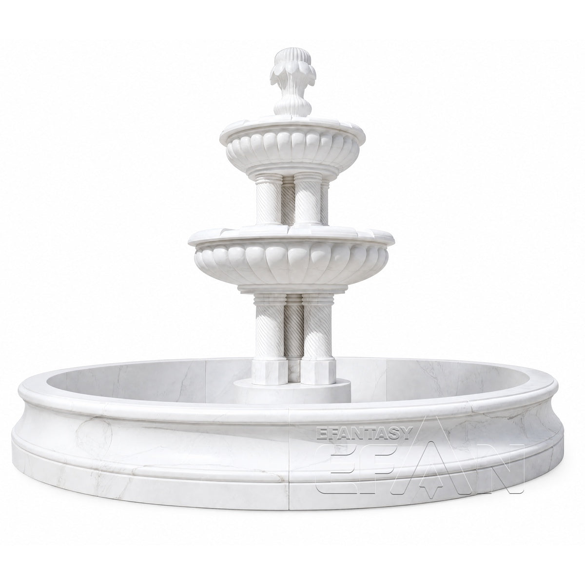 Classic Two-Tier White Marble Fountain for Villa Garden