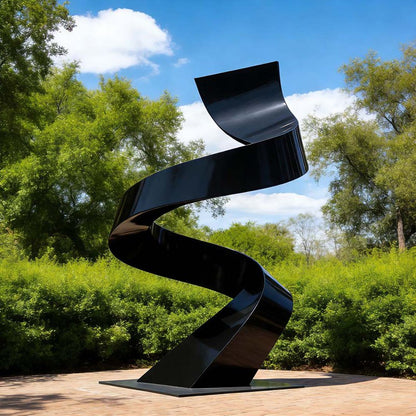 Abstract Spiral Metal Sculpture – Modern Outdoor Garden & Landscape Art Statue