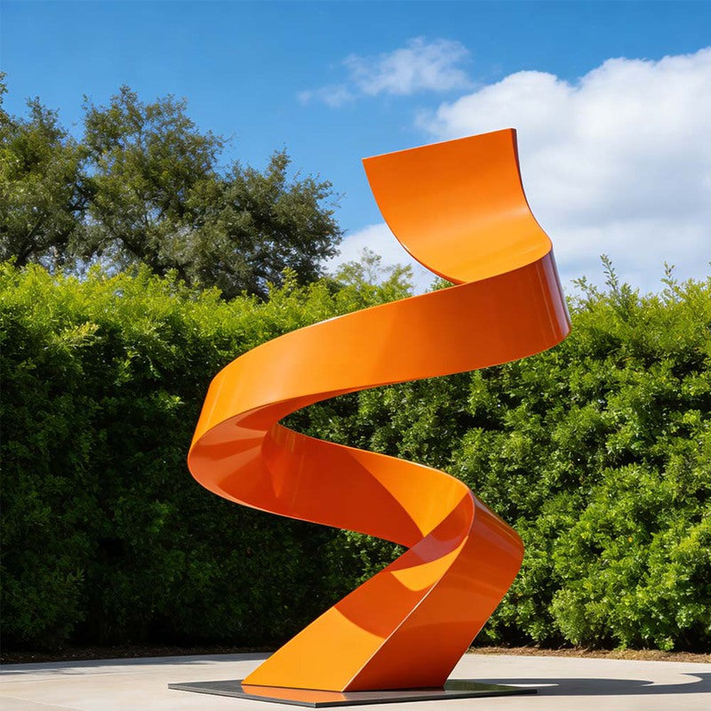 Abstract Spiral Metal Sculpture – Modern Outdoor Garden & Landscape Art Statue