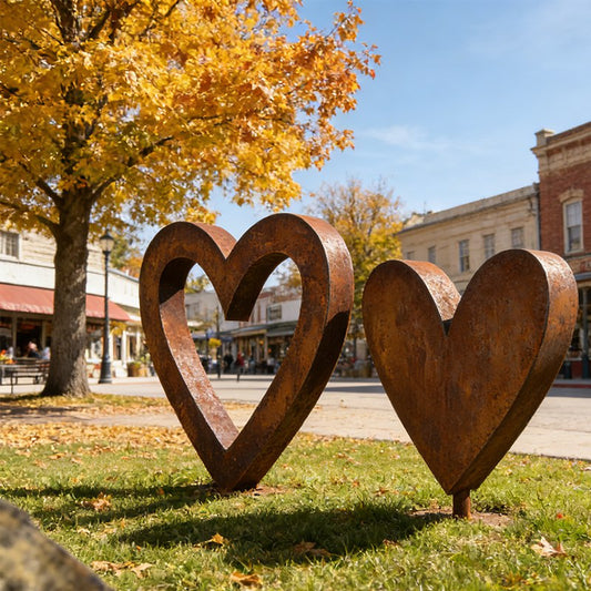 corten steel heart sculpture