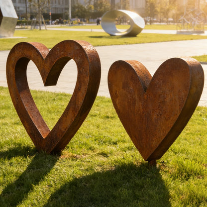 corten steel heart sculpture