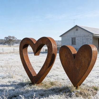 corten steel heart sculpture
