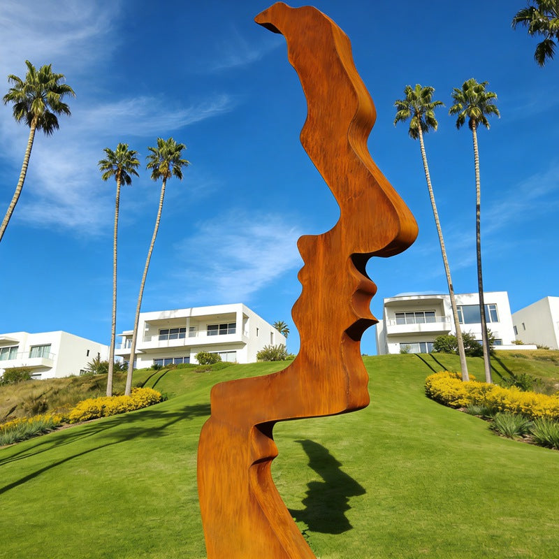 Corten Steel Abstract Human Profile Sculpture