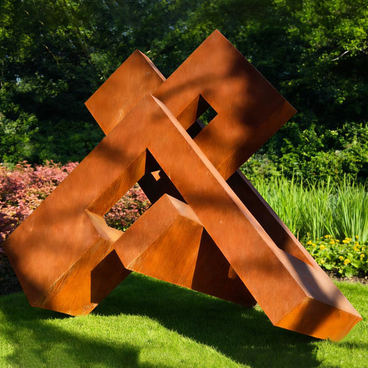 Corten Steel Geometric Abstract Sculpture