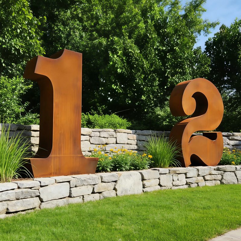 Custom Corten Steel Number Sculpture