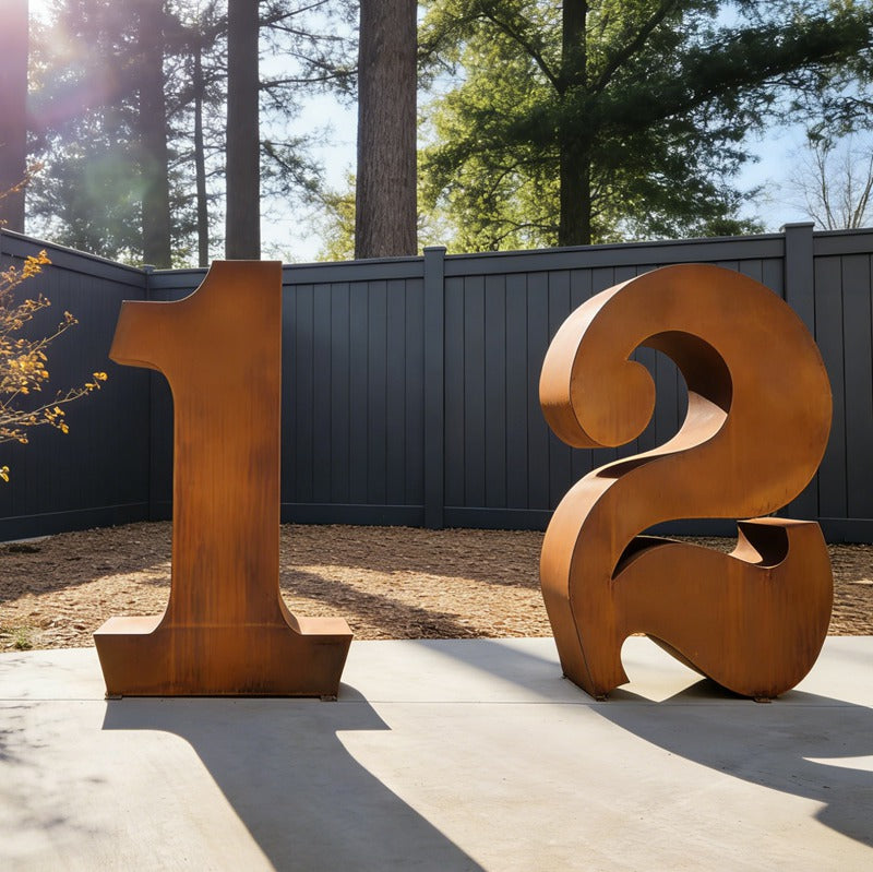Custom Corten Steel Number Sculpture