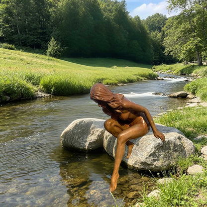 Bronze Crouching Nude Woman Sculpture