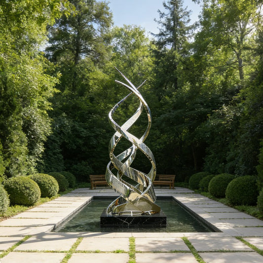Dynamic Stainless Steel Triple Helix Sculpture