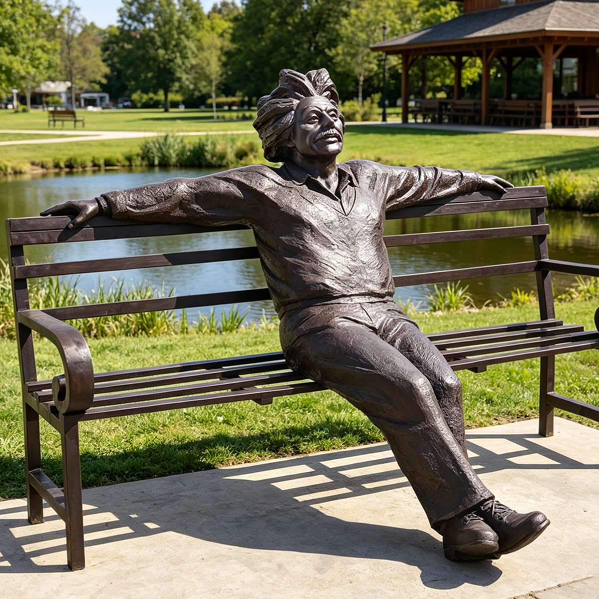 Life Size Scientist Albert Einstein Sitting Bronze Sculpture EFB-15