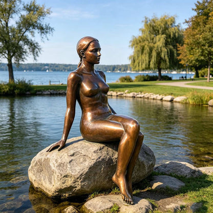Bronze Seated Nude Woman Sculpture