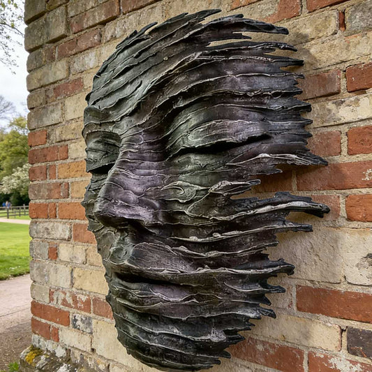 Fragmented Bronze Wall Face Sculpture