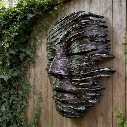Fragmented Bronze Wall Face Sculpture