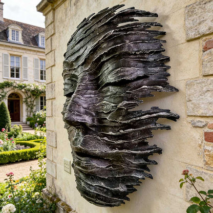 Fragmented Bronze Wall Face Sculpture