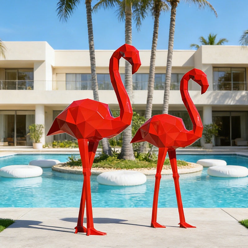 Metal Abstract Flamingo Garden Sculpture EFS-31