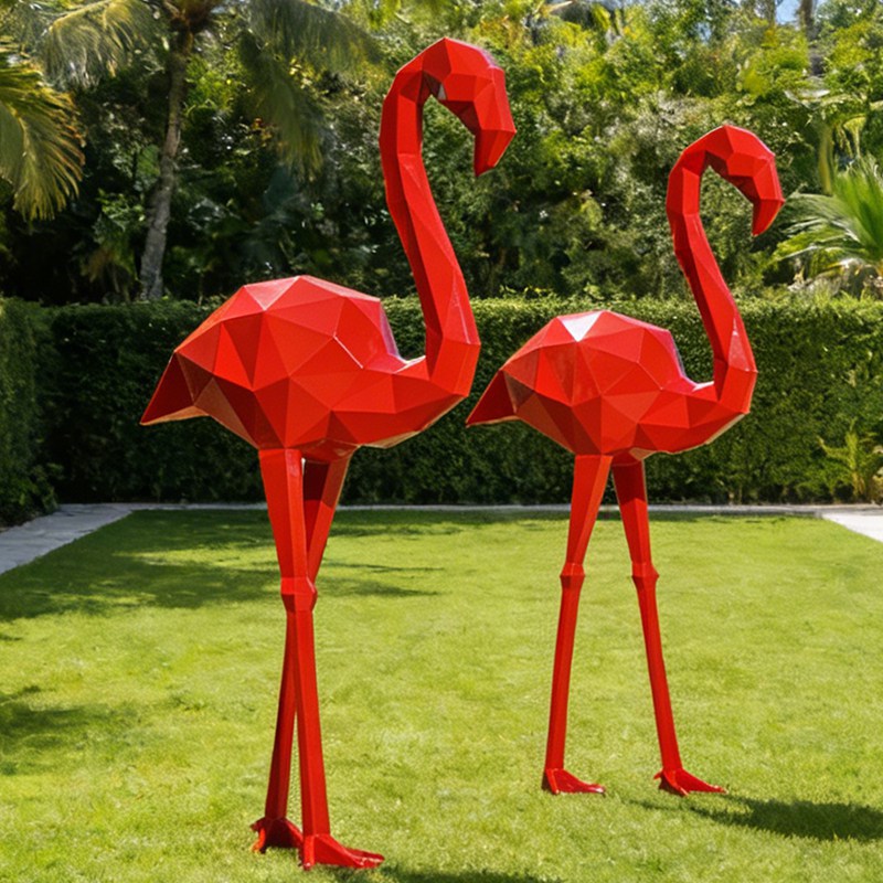 Metal Abstract Flamingo Garden Sculpture EFS-31