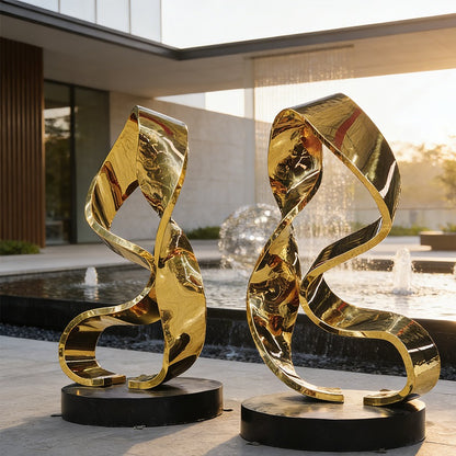 golden metal abstract sculpture