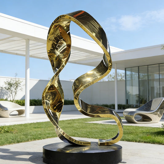 golden metal abstract sculpture