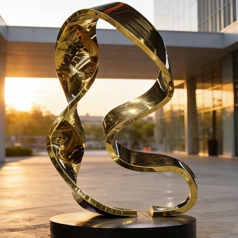 golden Helix Ribbon sculpture