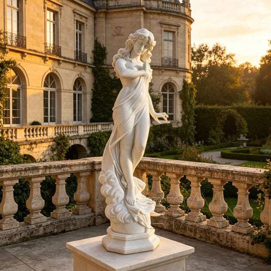 Hand Carved Marble Moon Goddess Statue for Garden & Courtyard