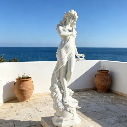 Hand Carved Marble Moon Goddess Statue for Garden & Courtyard