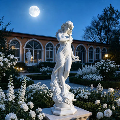 Hand Carved Marble Moon Goddess Statue for Garden & Courtyard