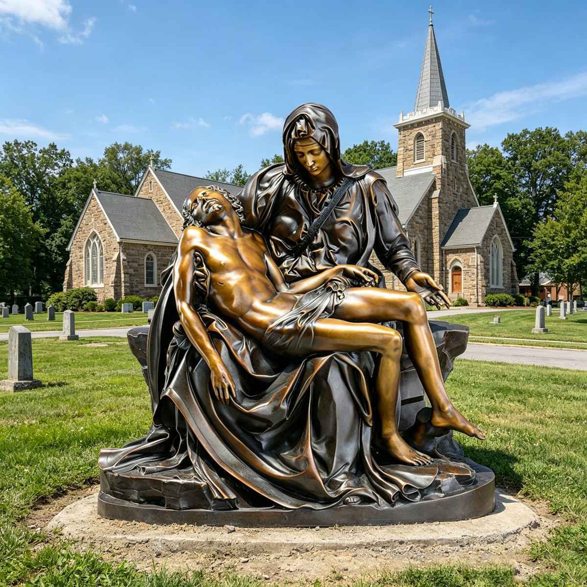 High-Quality Bronze Pieta Statue for Church & Memorial